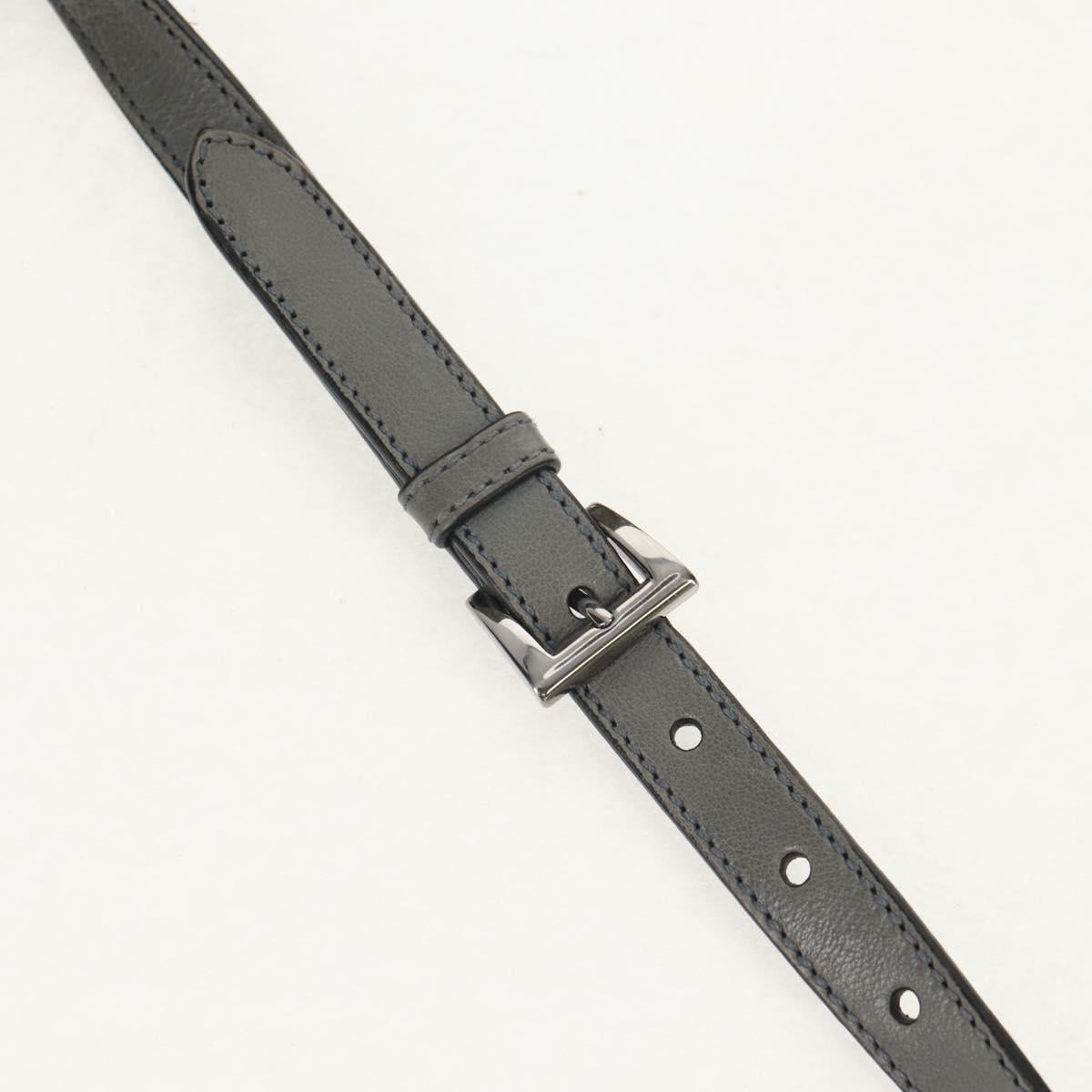 PRADA Tote Bag Leather 2way Gray Silver Auth bs30504