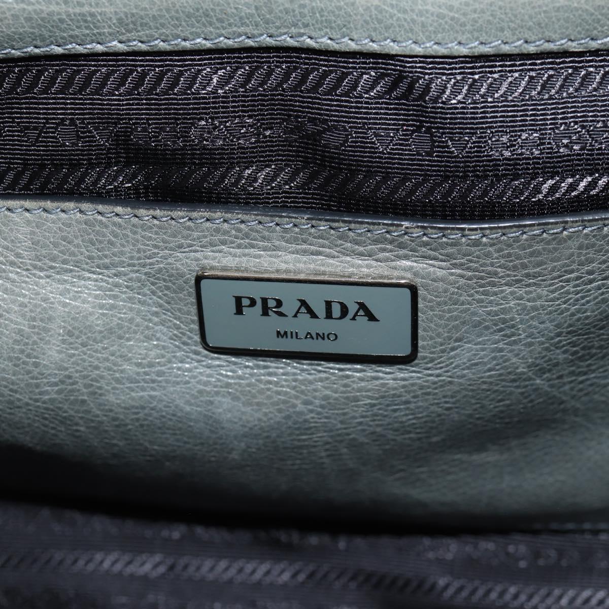 PRADA Tote Bag Leather 2way Gray Silver Auth bs30504