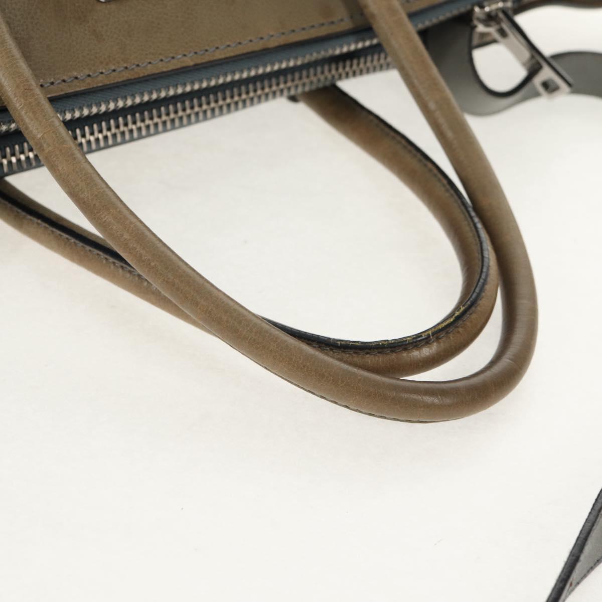 PRADA Tote Bag Leather 2way Gray Silver Auth bs30504