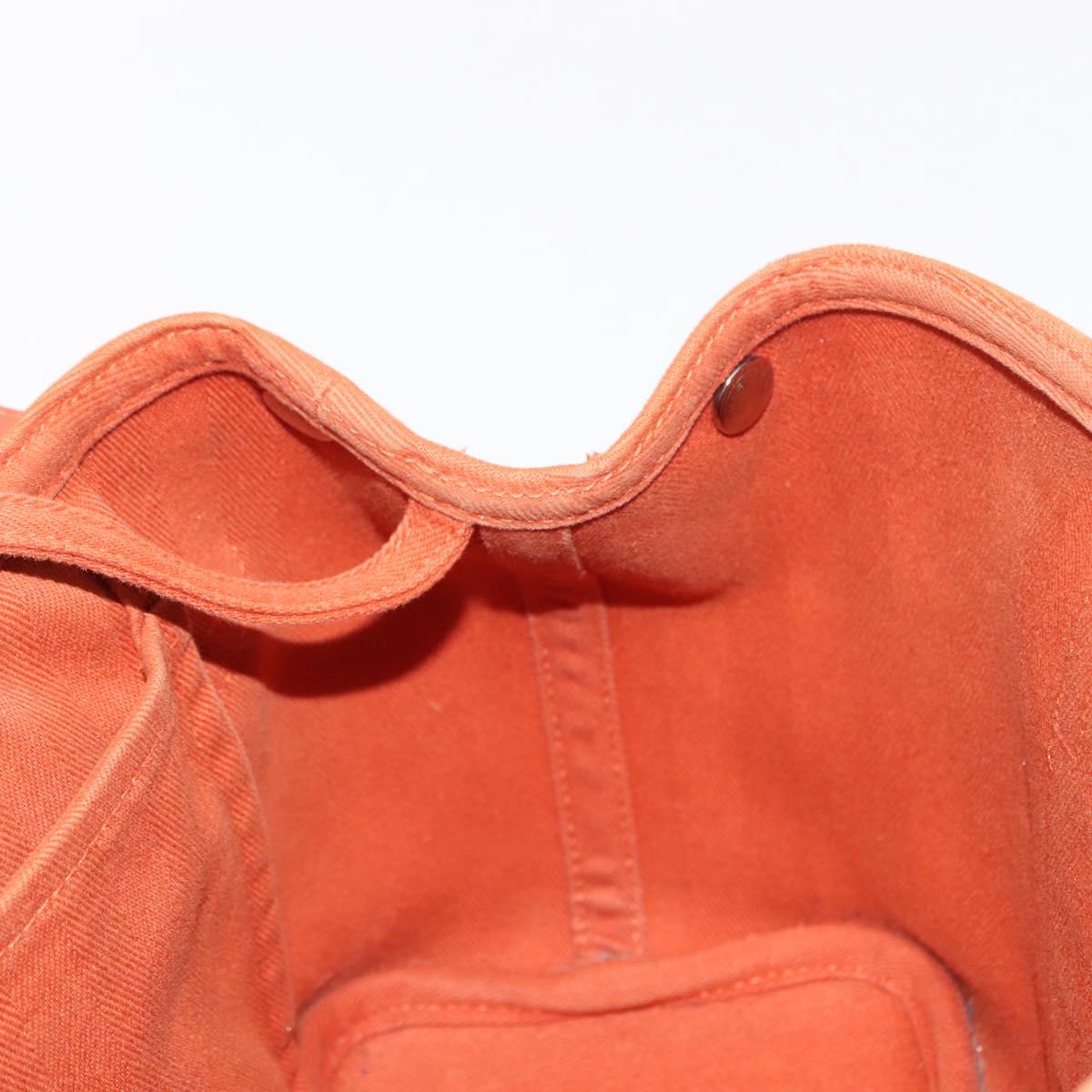 HERMES Valparaiso PM Tote Bag Canvas Leather Orange Silver Auth bs30510