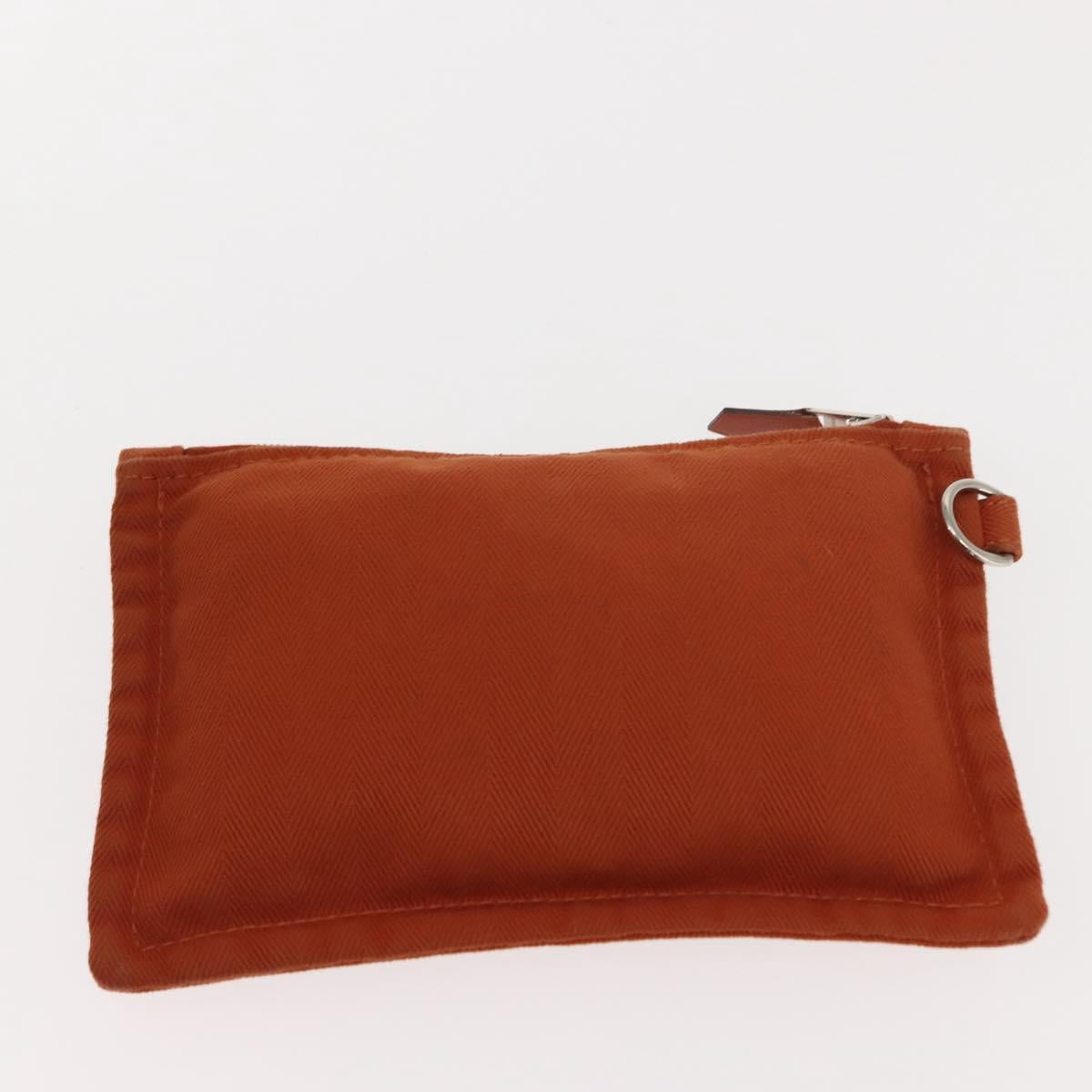 HERMES Valparaiso PM Tote Bag Canvas Leather Orange Silver Auth bs30510