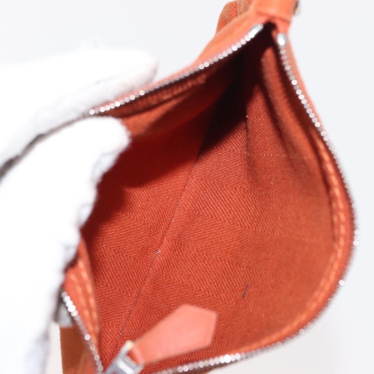 HERMES Valparaiso PM Tote Bag Canvas Leather Orange Silver Auth bs30510