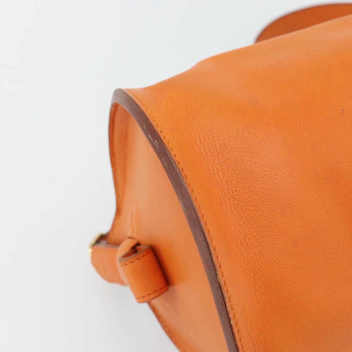 HERMES Doremi Shoulder Bag Leather Orange Gold Auth bs30512