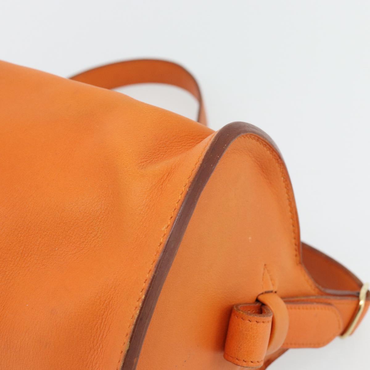 HERMES Doremi Shoulder Bag Leather Orange Gold Auth bs30512