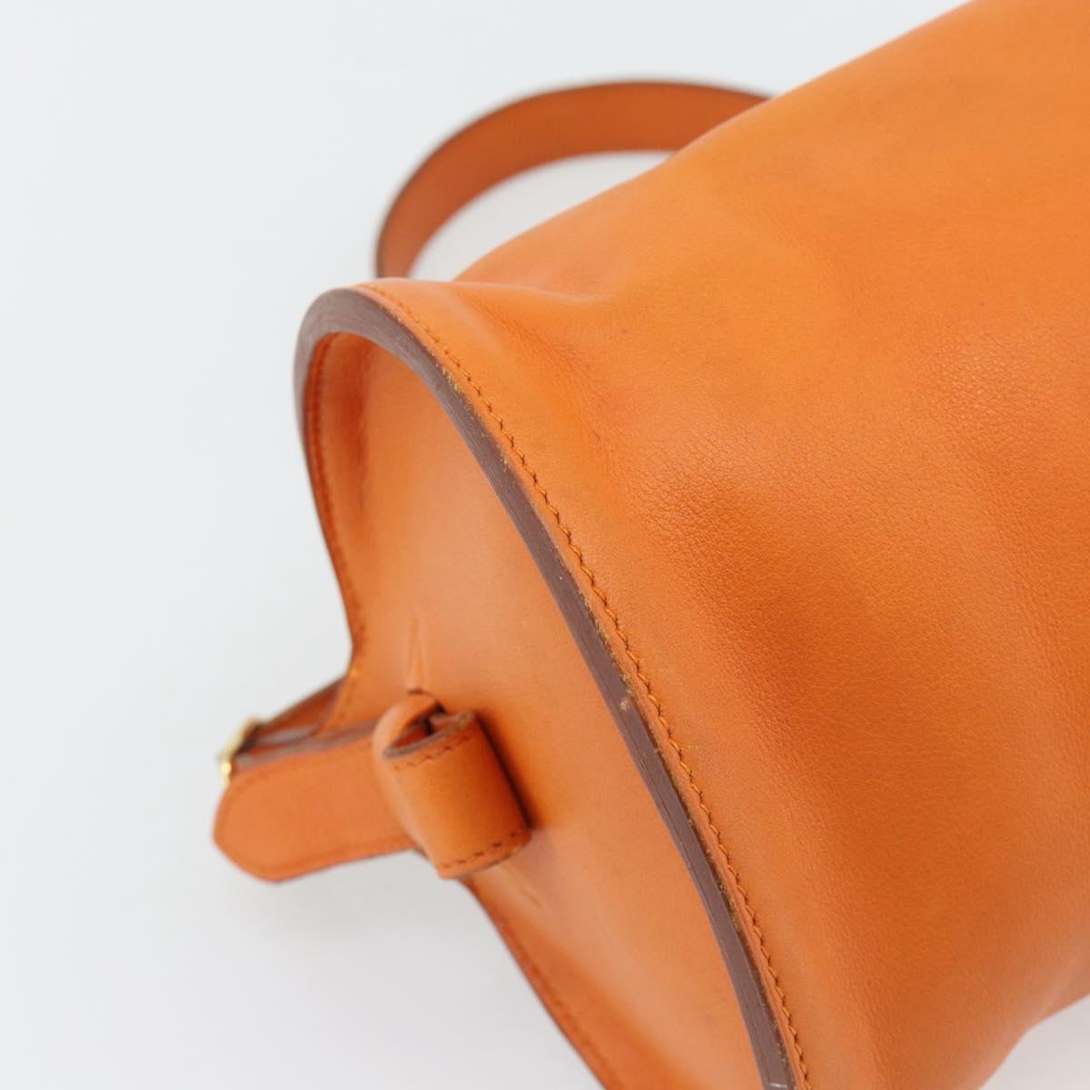 HERMES Doremi Shoulder Bag Leather Orange Gold Auth bs30512