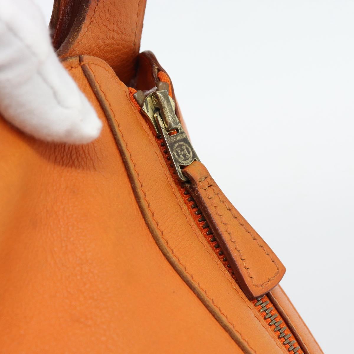 HERMES Doremi Shoulder Bag Leather Orange Gold Auth bs30512