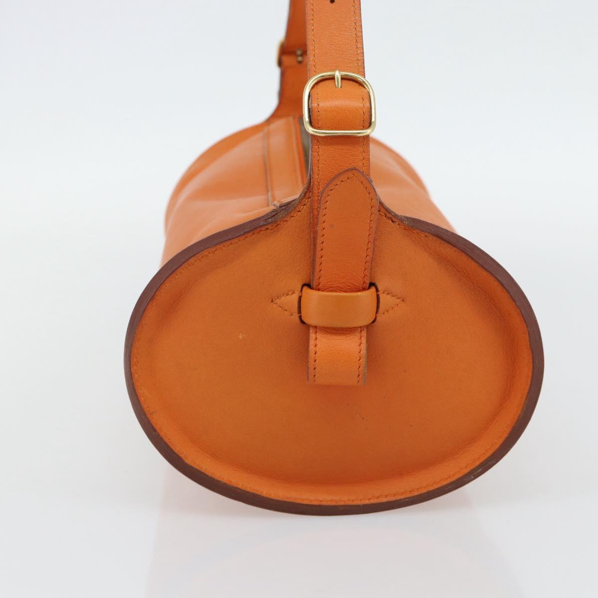 HERMES Doremi Shoulder Bag Leather Orange Gold Auth bs30512