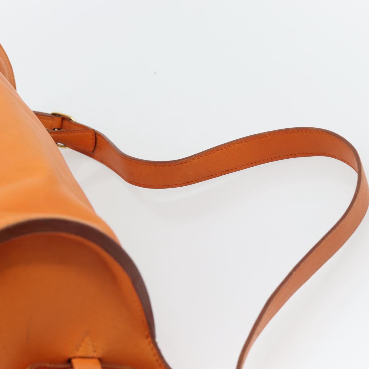 HERMES Doremi Shoulder Bag Leather Orange Gold Auth bs30512
