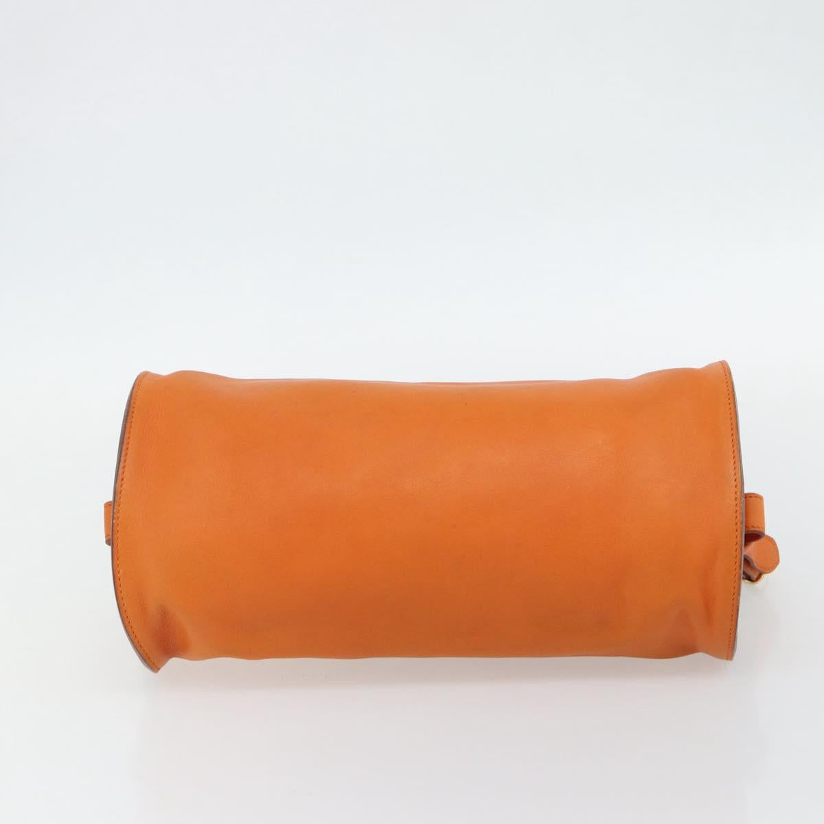 HERMES Doremi Shoulder Bag Leather Orange Gold Auth bs30512