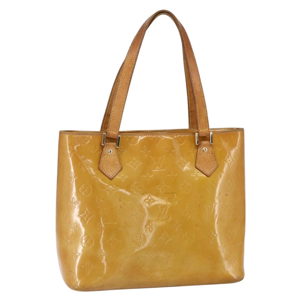 LOUIS VUITTON Monogram Vernis Houston Hand Bag Beige M91004 LV Auth bs30514