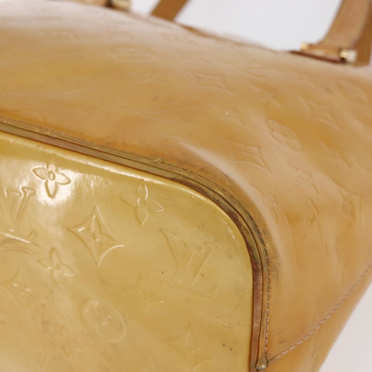 LOUIS VUITTON Monogram Vernis Houston Hand Bag Beige M91004 LV Auth bs30514