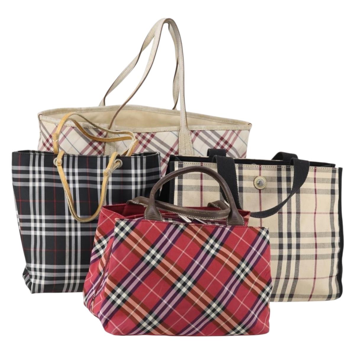 BURBERRY Burberry Nova Check Tote Bag Nylon 4 Set Beige Red black Auth bs30522
