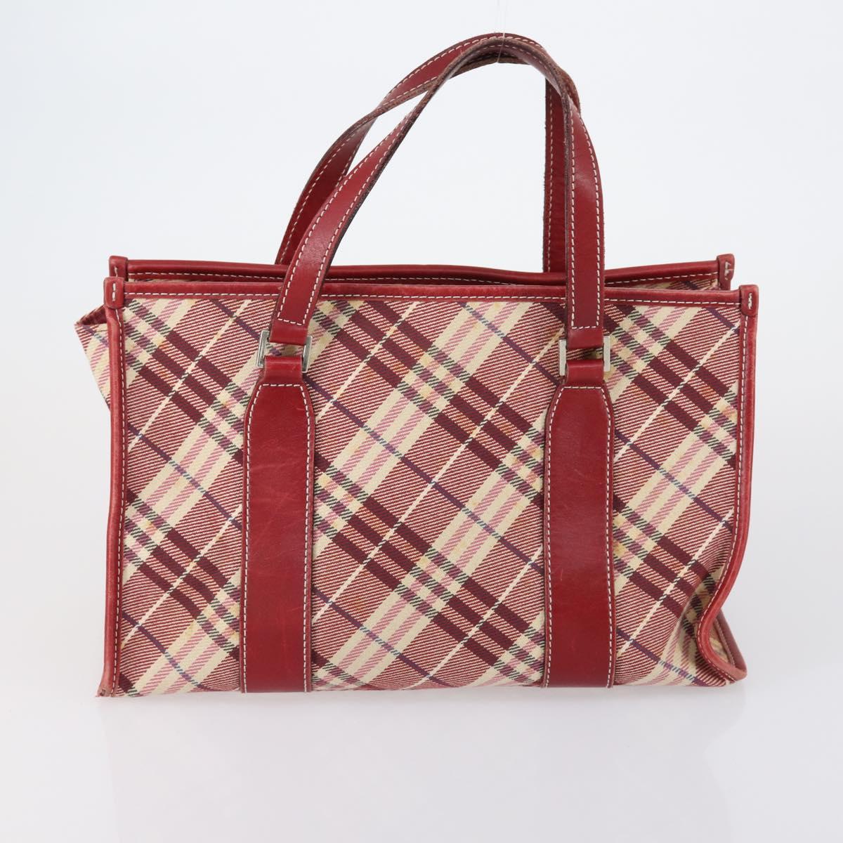 BURBERRY Burberry Nova Check Hand Bag Canvas PVC 4 Set Beige Red Auth bs30523
