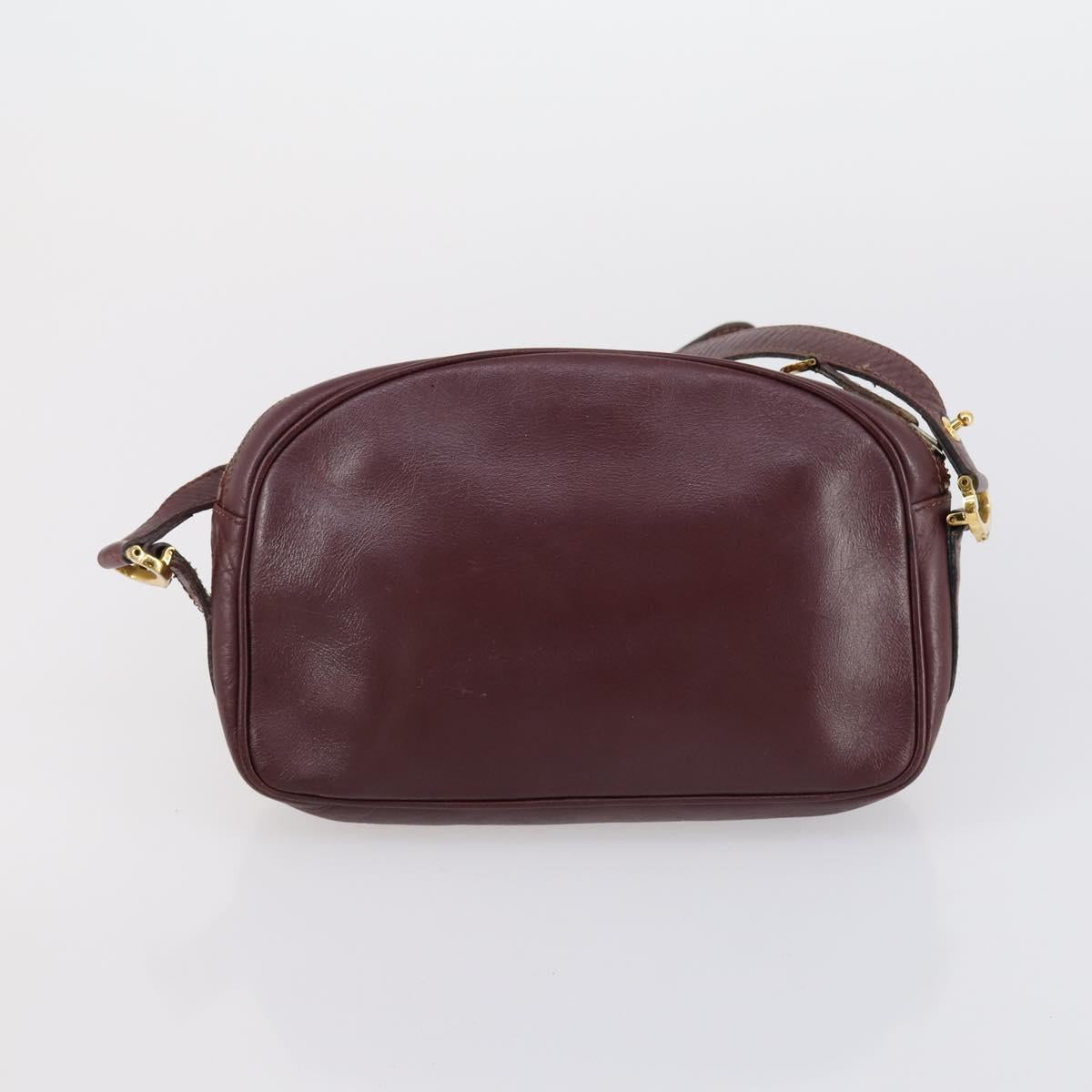 CARTIER Must Line Clutch Bag Leather 4 Set Bordeaux Gold Auth bs30524