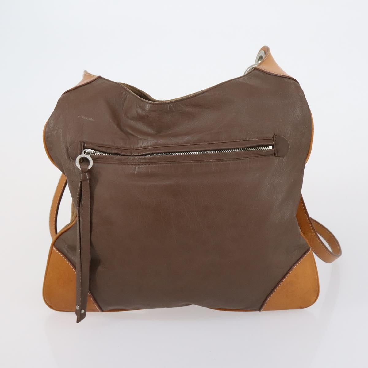 Salvatore Ferragamo Burberry Shoulder Bag Leather 4 Set Black Brown Auth bs30527