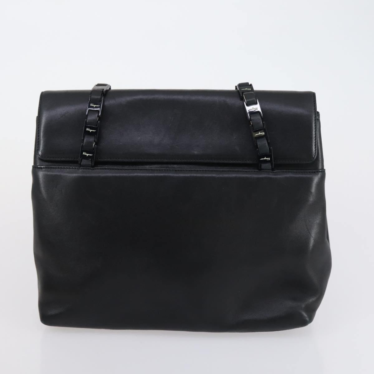 Salvatore Ferragamo Burberry Shoulder Bag Leather 4 Set Black Brown Auth bs30527