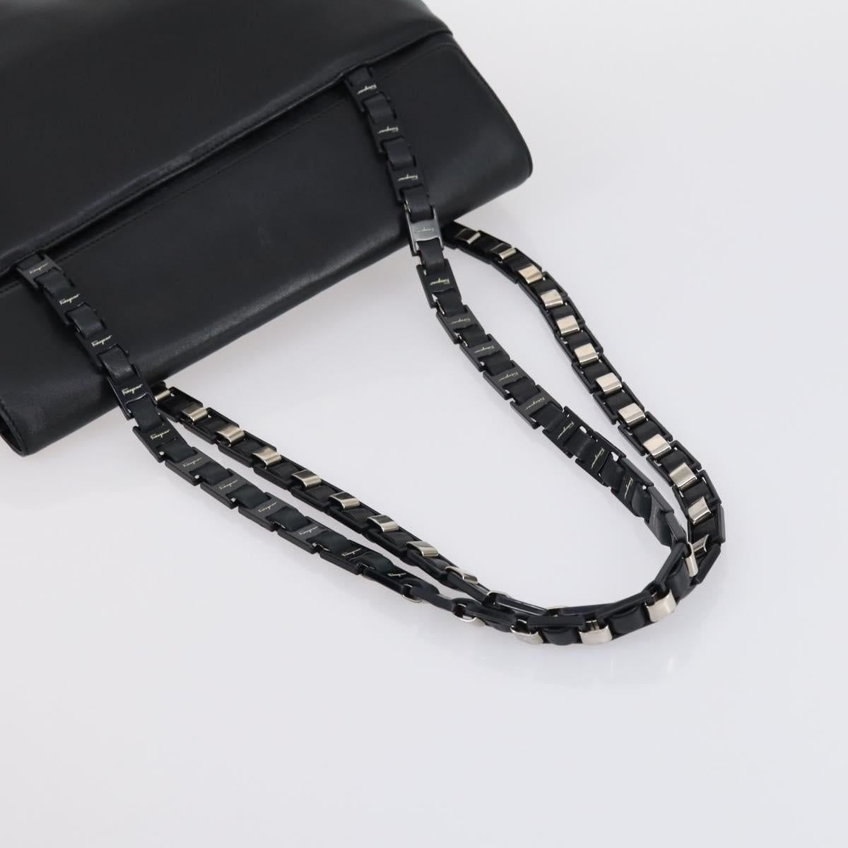 Salvatore Ferragamo Burberry Shoulder Bag Leather 4 Set Black Brown Auth bs30527