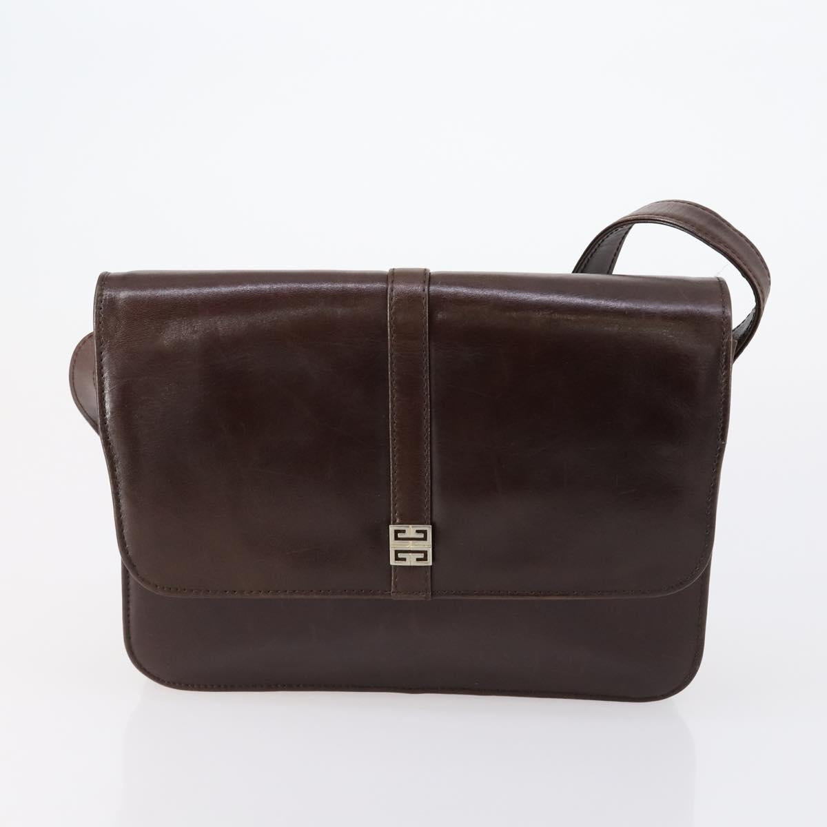 GIVENCHY Hand Bag Leather Nylon Canvas 5 Set Brown Black purple Auth bs30528