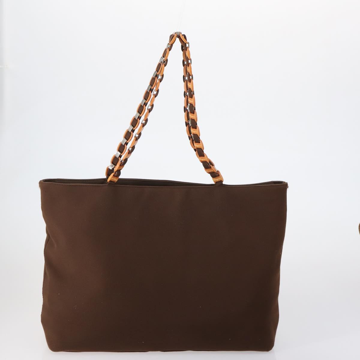 Salvatore Ferragamo Tote Bag PVC Nylon Leather 4 Set Brown Black Auth bs30529