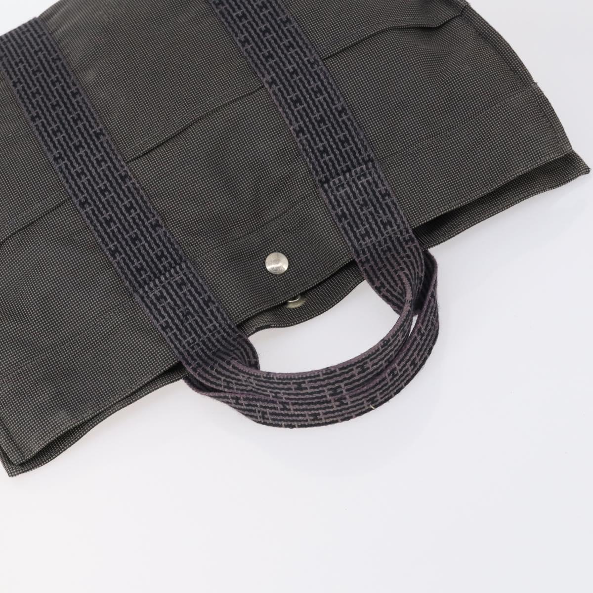 HERMES Tote Bag Canvas 4 Set Black Navy khaki Auth bs30530