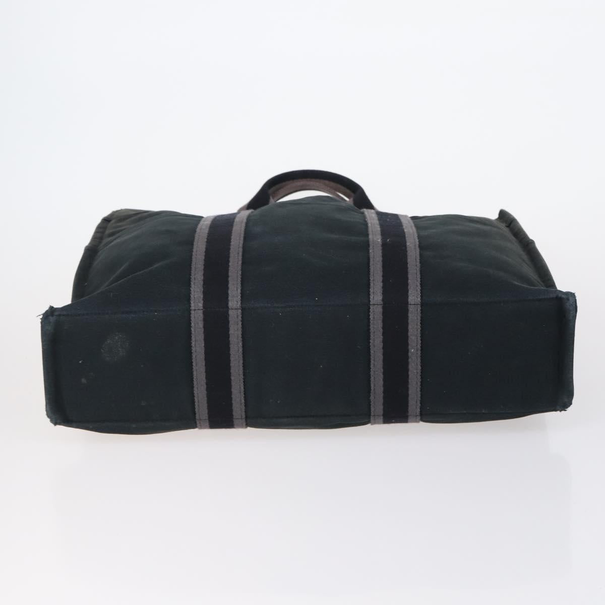 HERMES Tote Bag Canvas 4 Set Black Navy khaki Auth bs30530