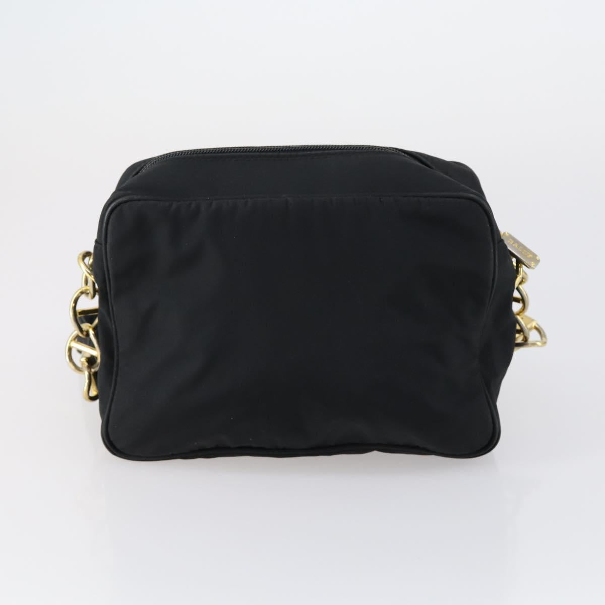 BALLY Shoulder Bag Nylon Leather 4 Set Beige Black Auth bs30531