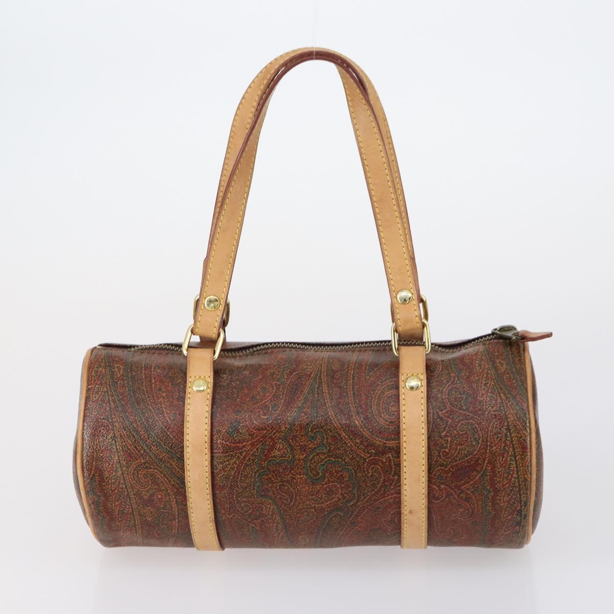 ETRO Paisley Shoulder Bag Nylon PVC 5 Set Beige Brown Auth bs30532