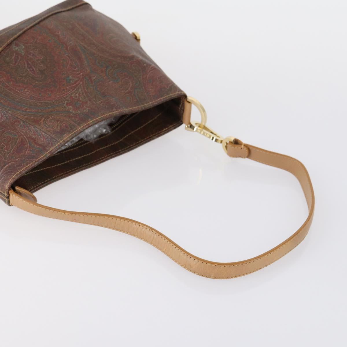 ETRO Paisley Shoulder Bag Nylon PVC 5 Set Beige Brown Auth bs30532