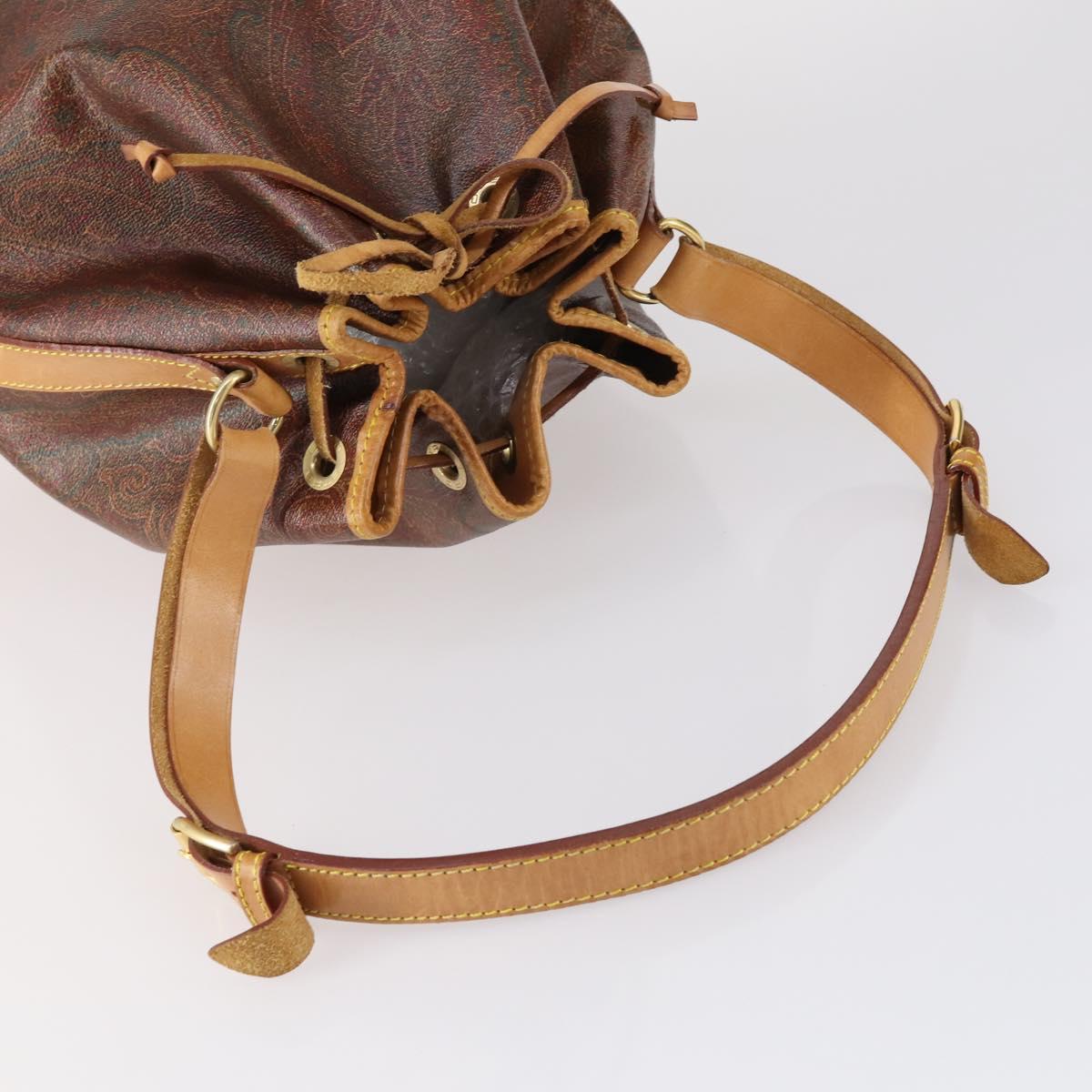 ETRO Paisley Shoulder Bag Nylon PVC 5 Set Beige Brown Auth bs30532