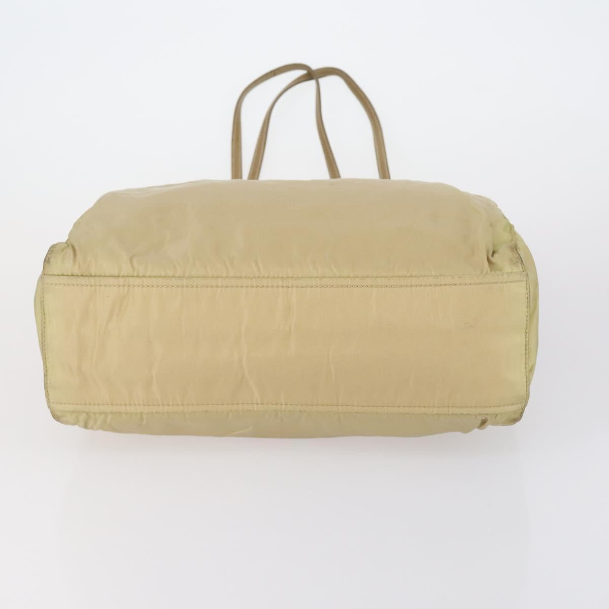 PRADA Tote Bag Nylon Leather 3 Set Beige Black Auth bs30533