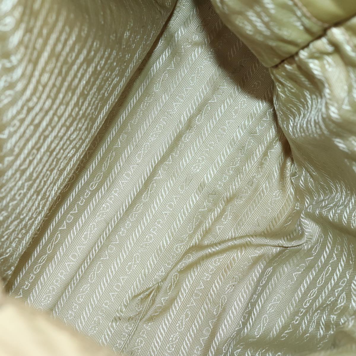 PRADA Tote Bag Nylon Leather 3 Set Beige Black Auth bs30533