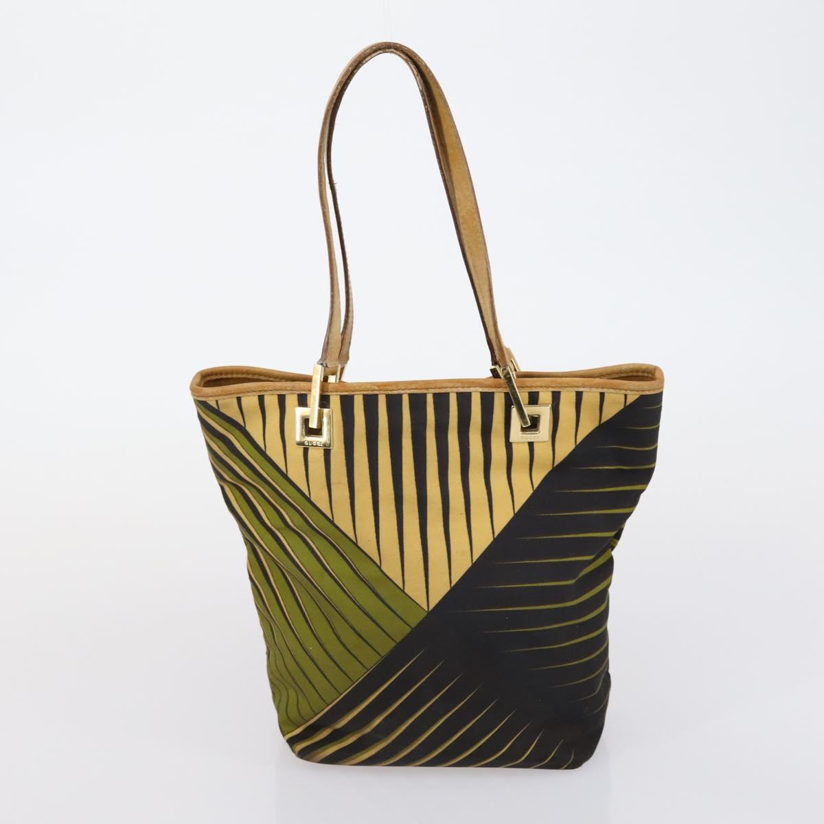 GUCCI Hand Bag Canvas nylon 4 Set Beige Black Green Auth bs30536