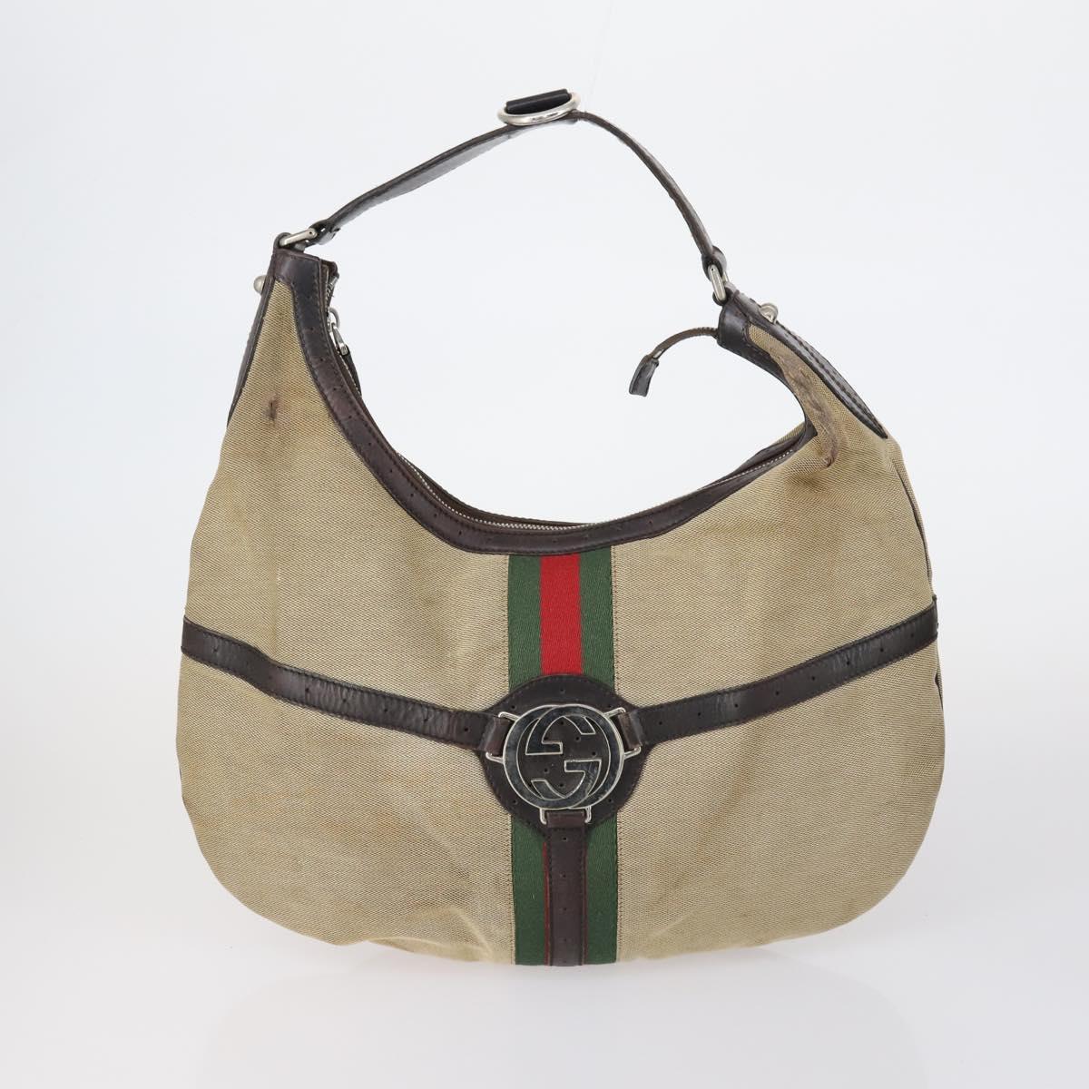 GUCCI Hand Bag Canvas nylon 4 Set Beige Black Green Auth bs30536