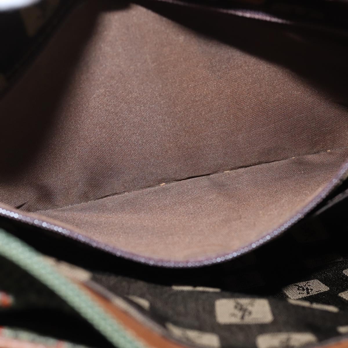SAINT LAURENT Shoulder Bag PVC Leather Brown Gold Auth bs30550