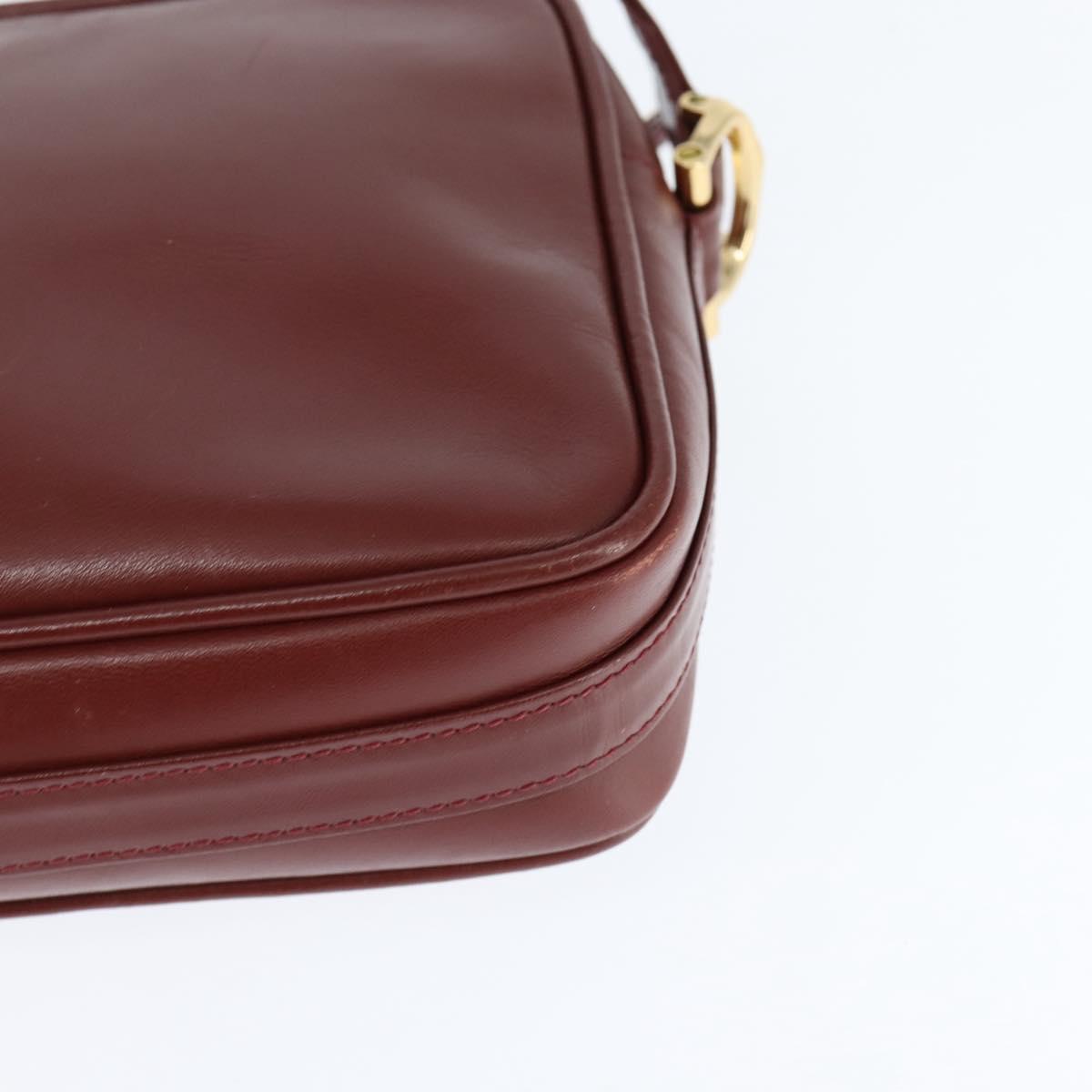 CARTIER Must Line Shoulder Bag Leather Bordeaux Gold Auth bs30552