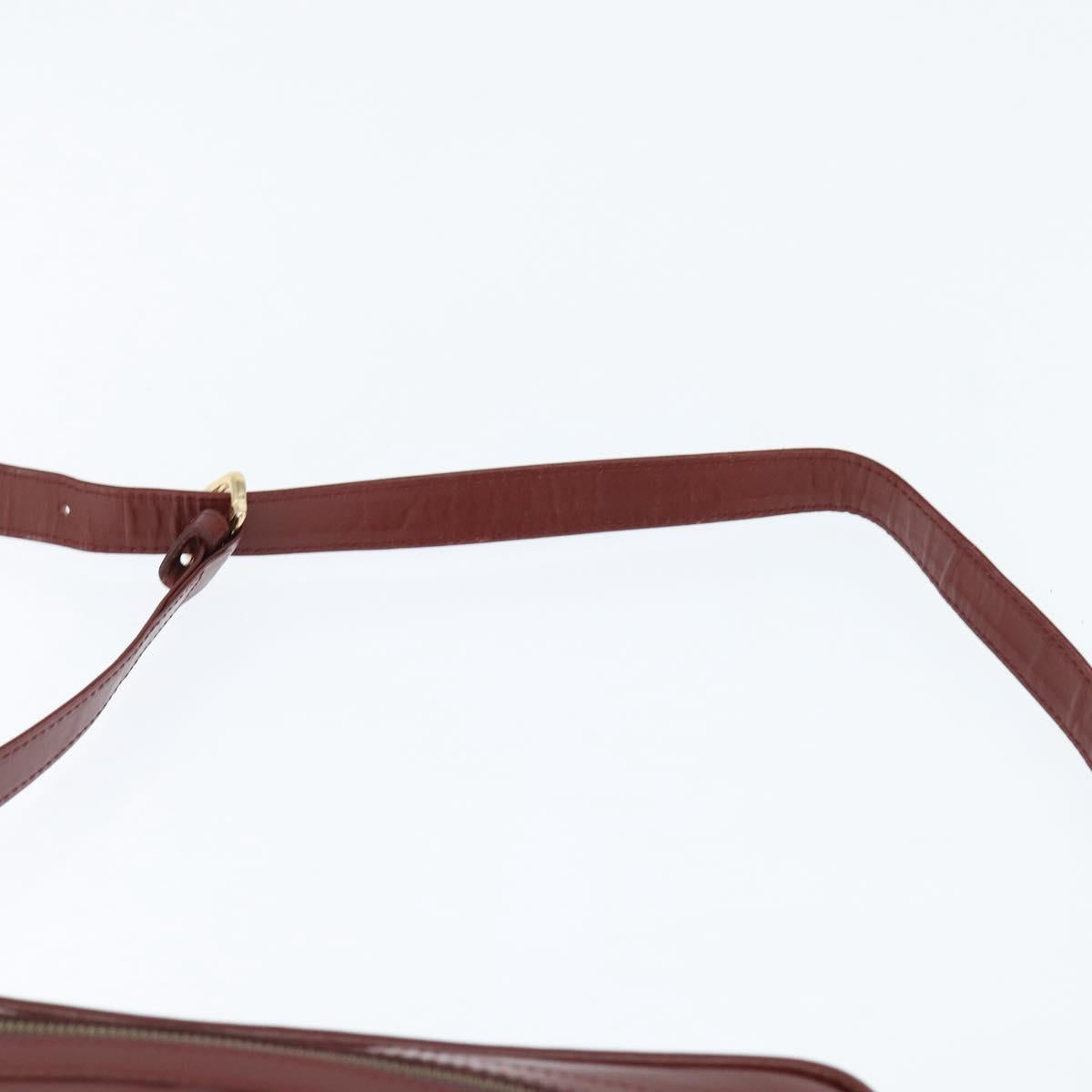 CARTIER Must Line Shoulder Bag Leather Bordeaux Gold Auth bs30552