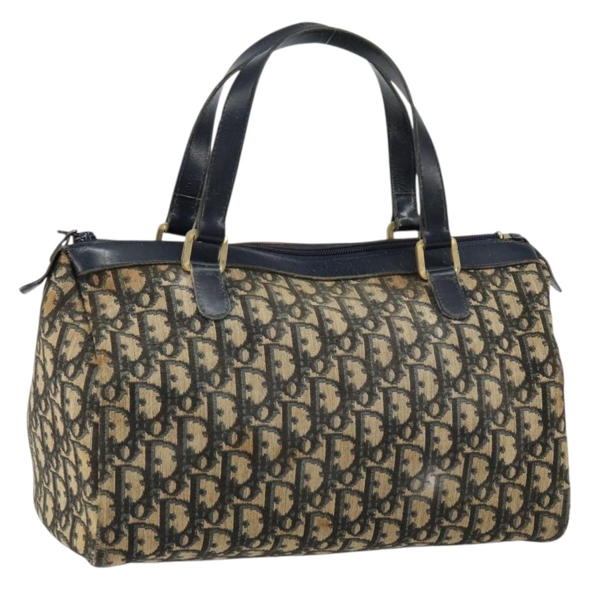 Christian Dior Trotter Canvas Boston Bag Navy Auth bs30562