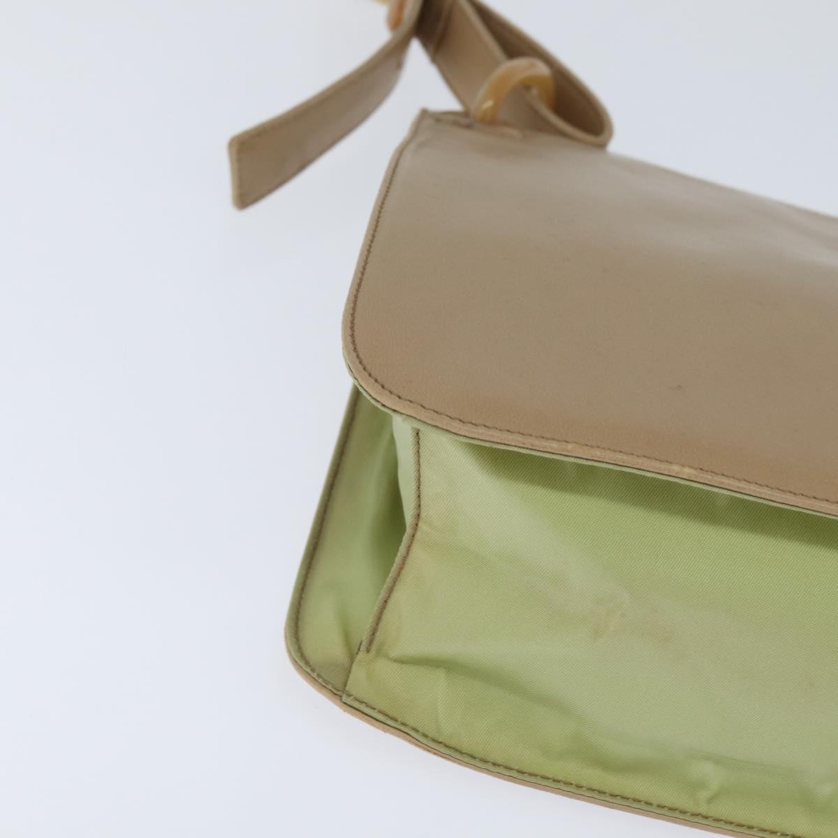 PRADA Shoulder Bag Leather Beige Auth bs30564