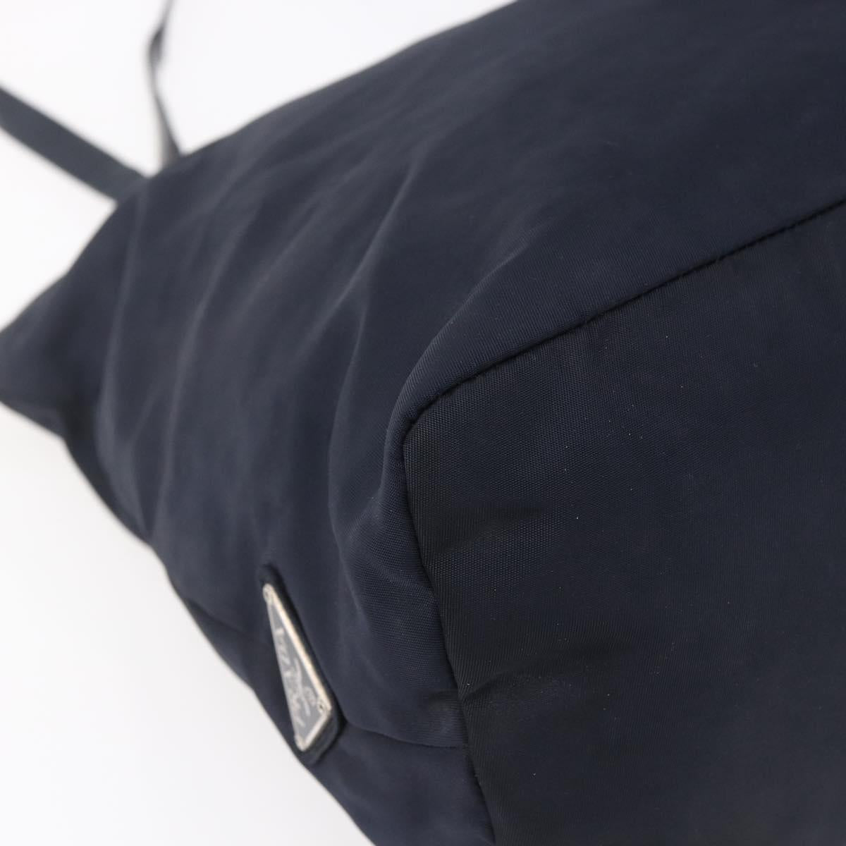 PRADA Tote Bag Nylon Navy Silver Auth bs30571