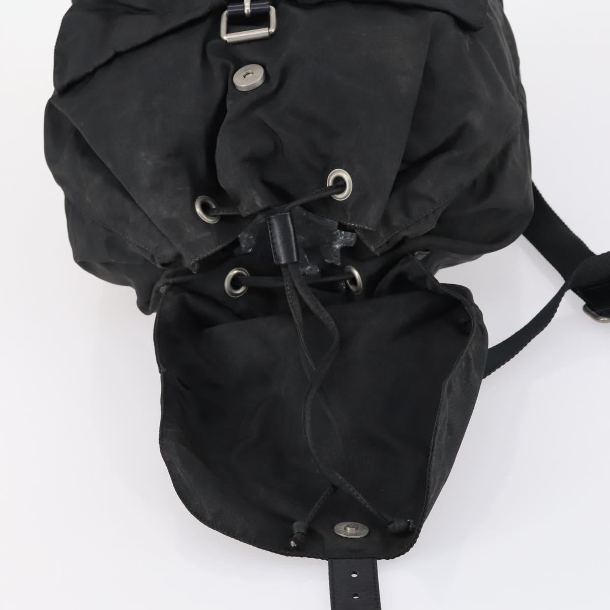 PRADA Backpack Nylon Black Silver Auth bs30573