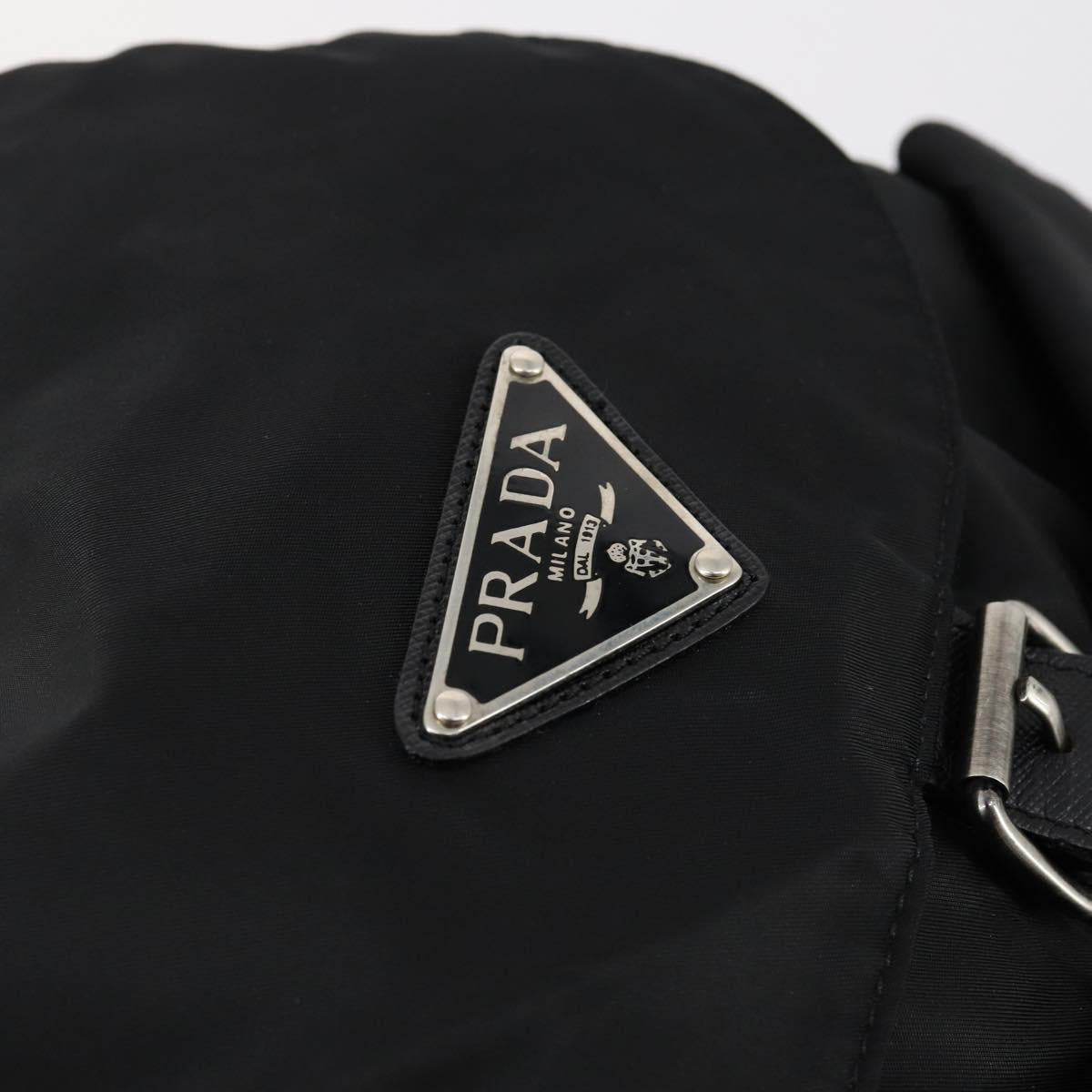 PRADA Backpack Nylon Black Silver Auth bs30578