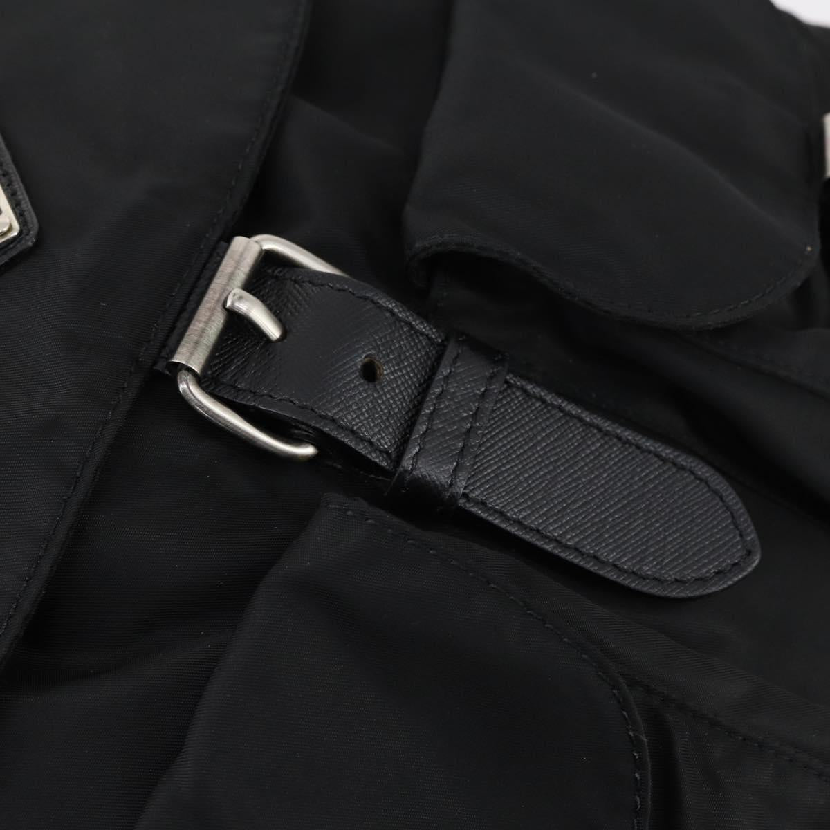 PRADA Backpack Nylon Black Silver Auth bs30578