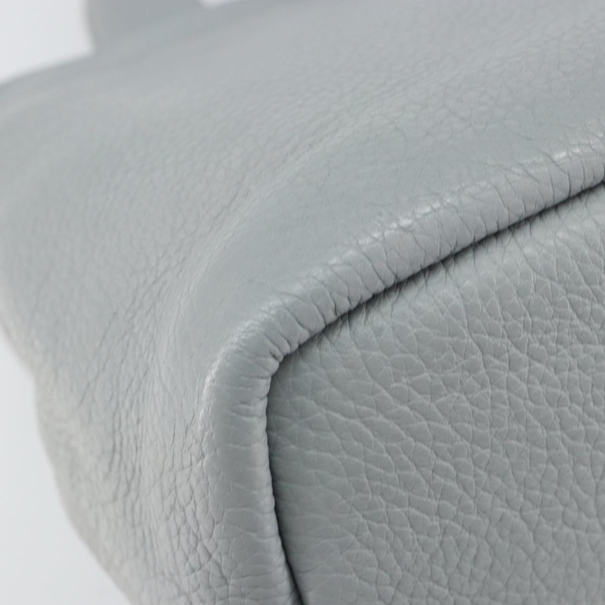 PRADA Small Tote Bag Punching leather Gray Gold Auth bs30580