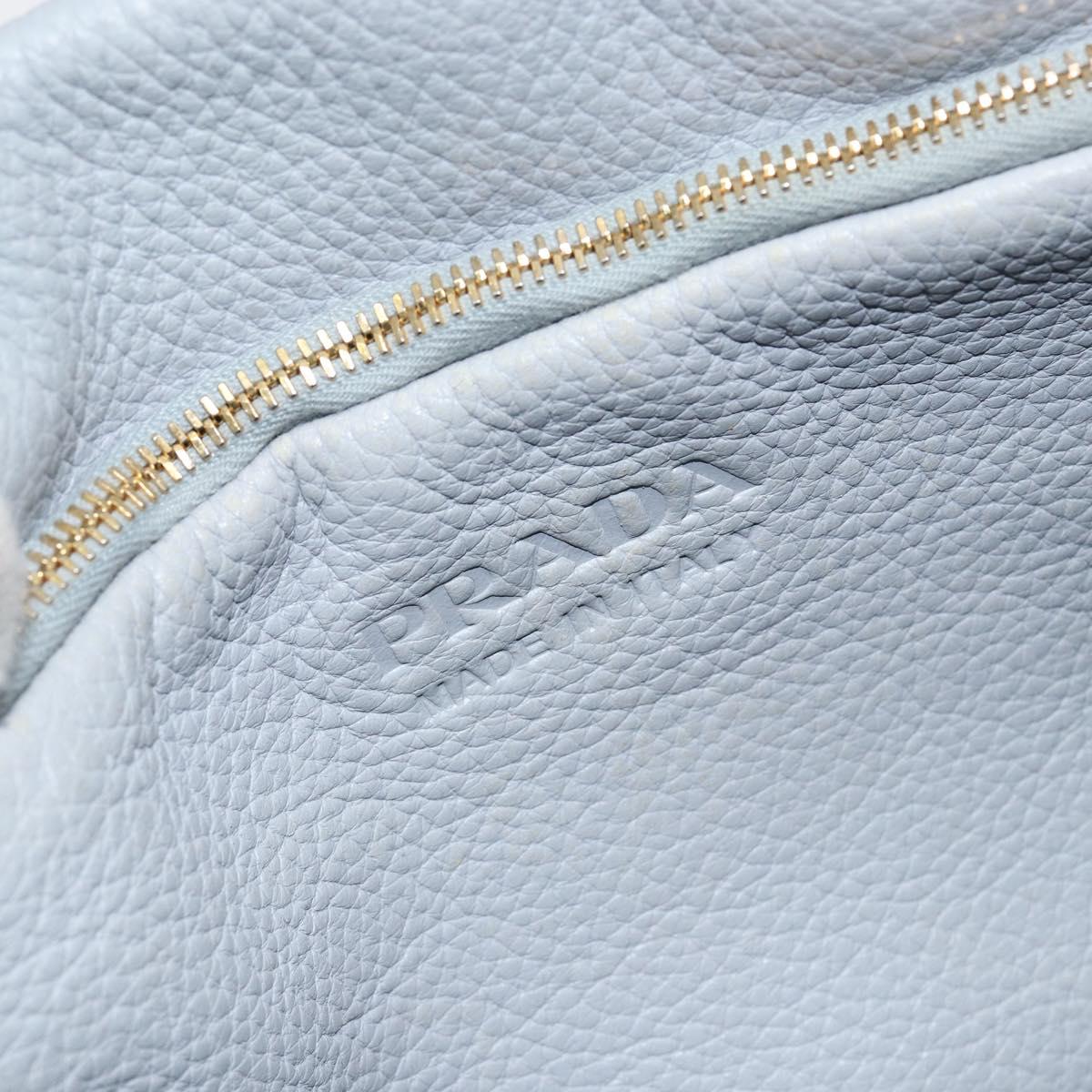 PRADA Small Tote Bag Punching leather Gray Gold Auth bs30580