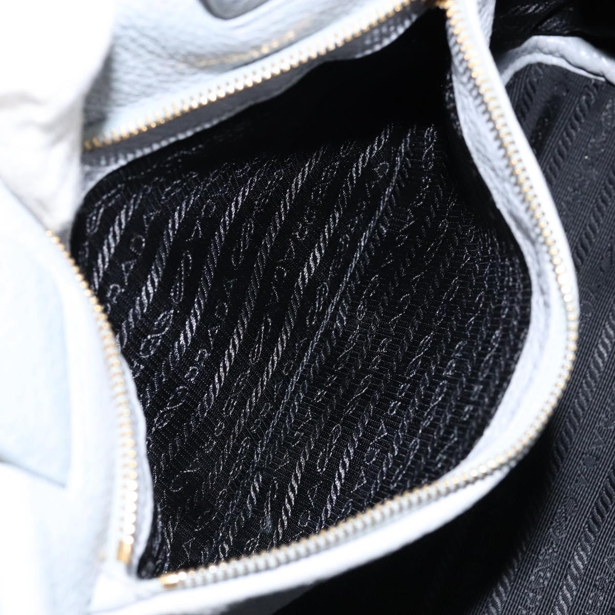 PRADA Small Tote Bag Punching leather Gray Gold Auth bs30580