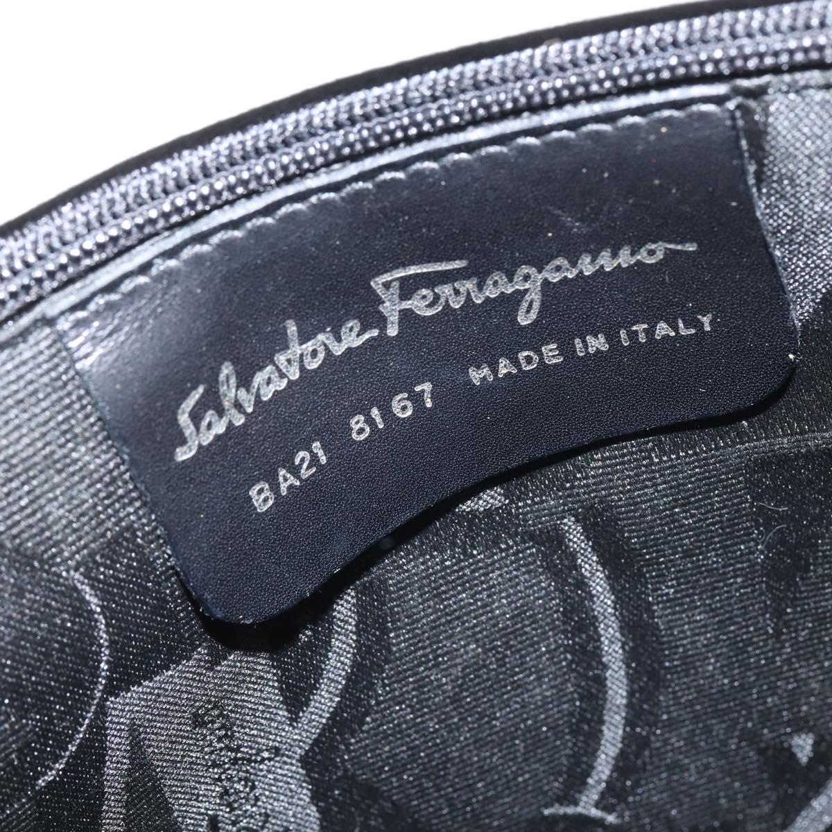 Salvatore Ferragamo Gancini Hand Bag Leather 2way White Silver Auth bs30581