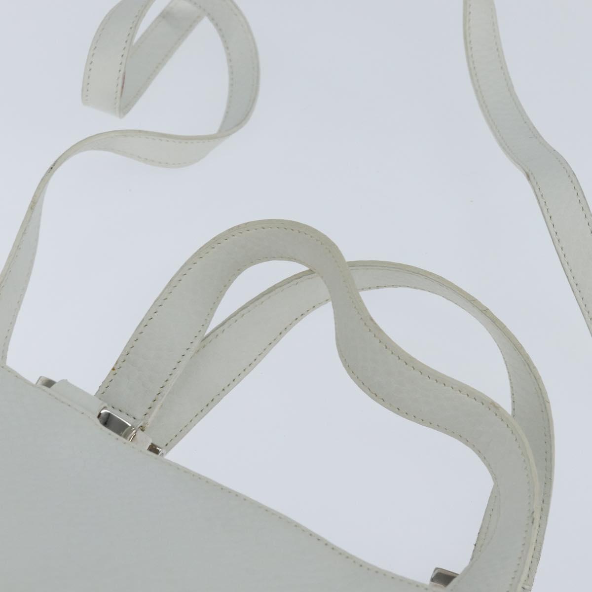 Salvatore Ferragamo Gancini Hand Bag Leather 2way White Silver Auth bs30581