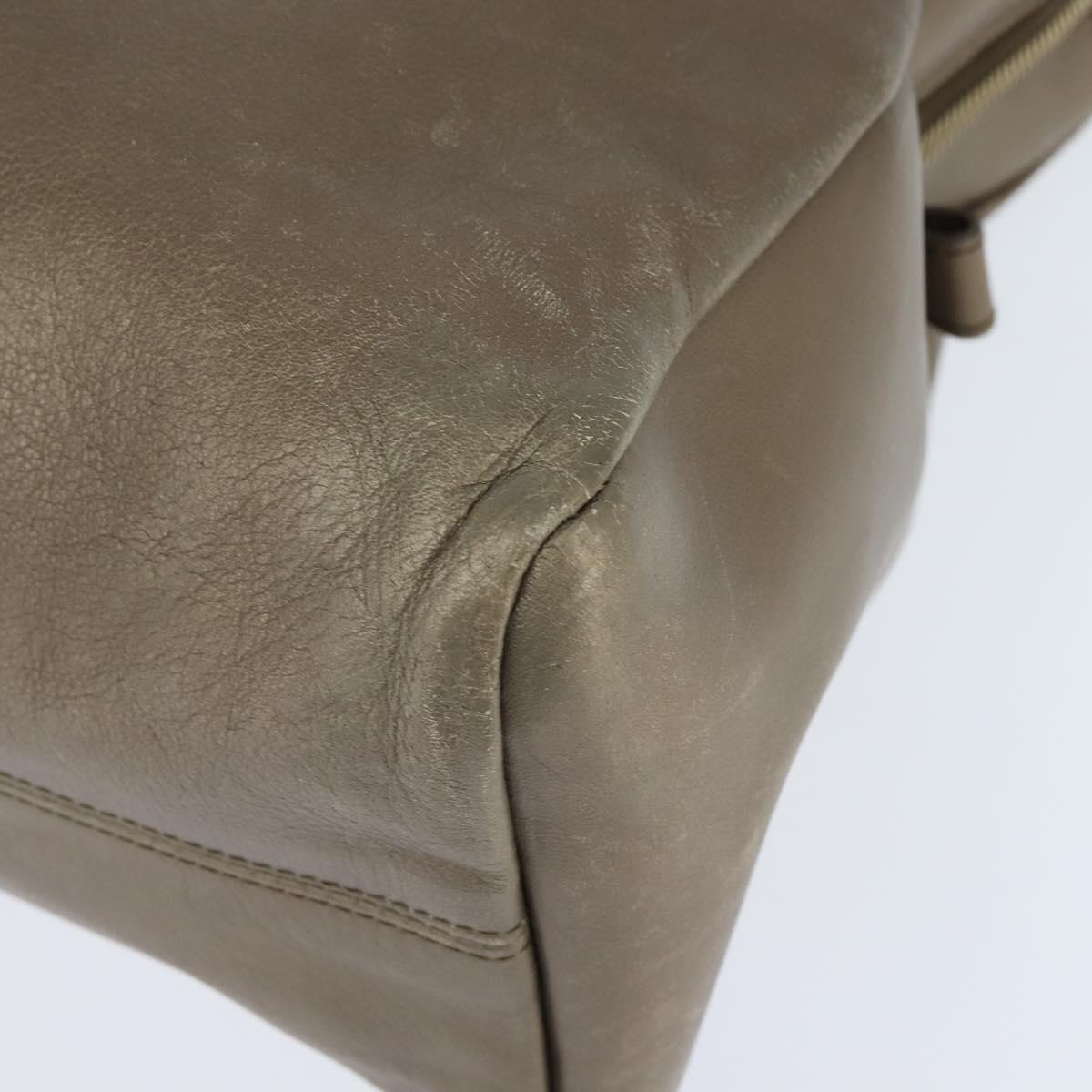 BVLGARI Tote Bag Leather Champagne Gold Auth bs30583