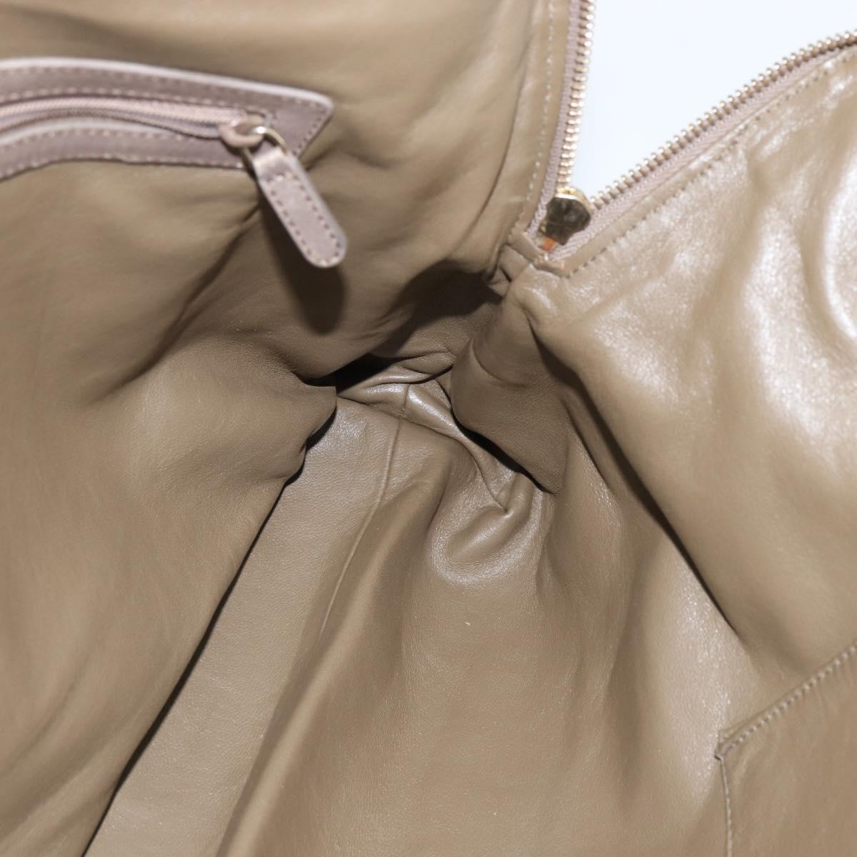 BVLGARI Tote Bag Leather Champagne Gold Auth bs30583