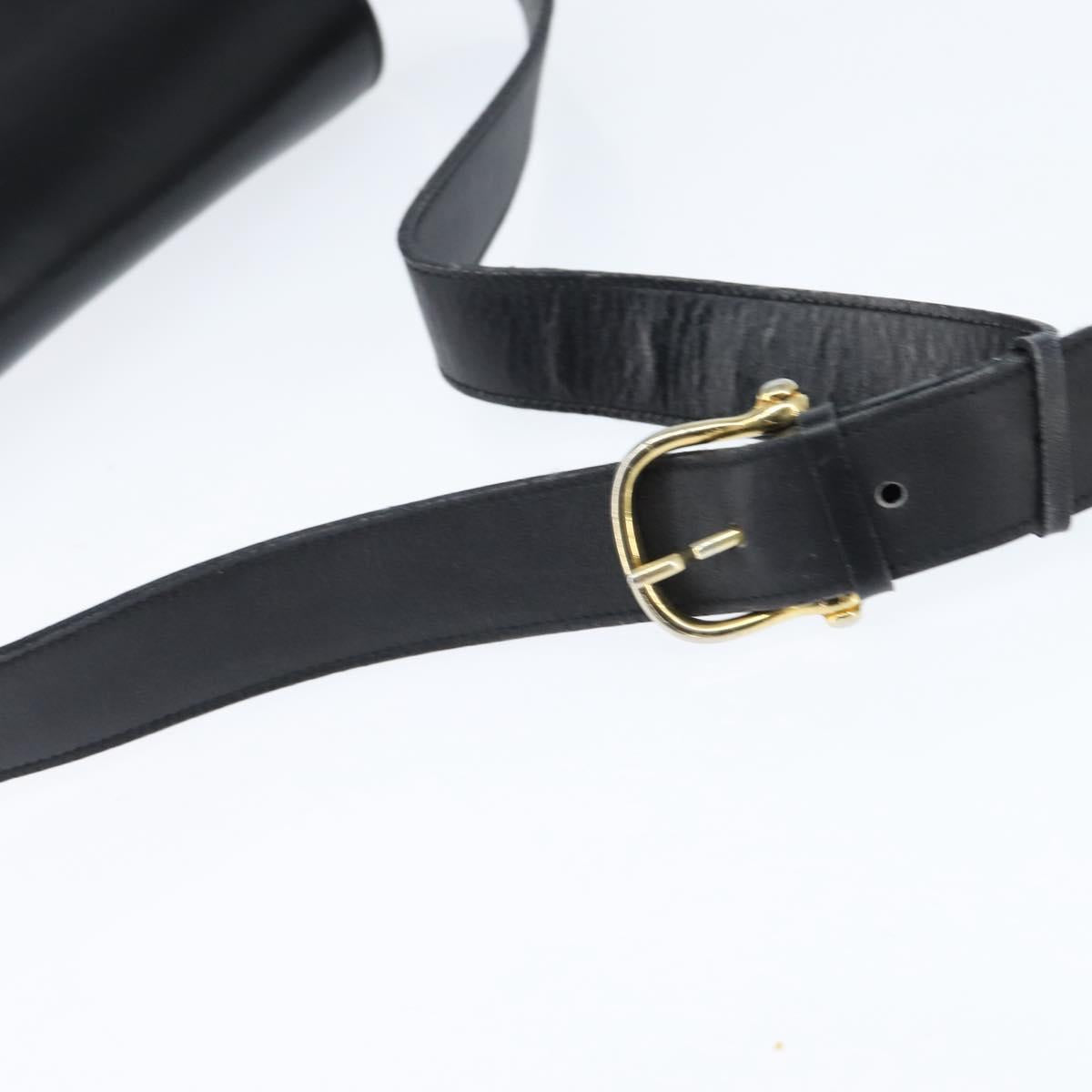 CELINE Horse Carriage Shoulder Bag Leather Black Gold Auth bs30594